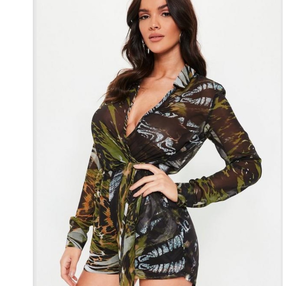 Tie up cheetah Romper